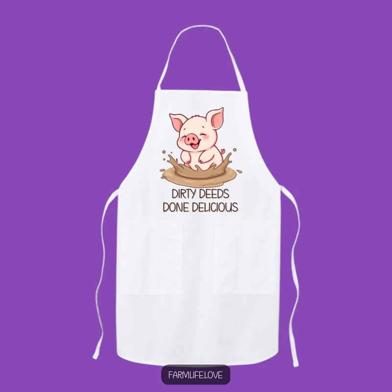 Funny Piglet Mud Splash Apron: Kitchen Barnyard Animal Humor Gift