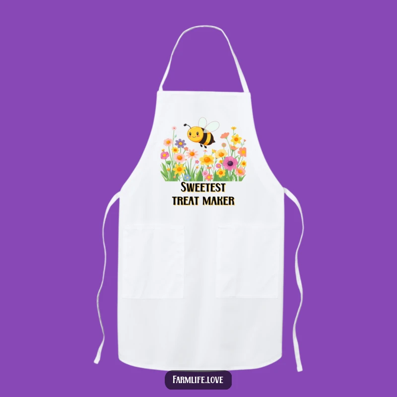Funny Bee Flower Buzz Apron: Kitchen Insect Humor Gift