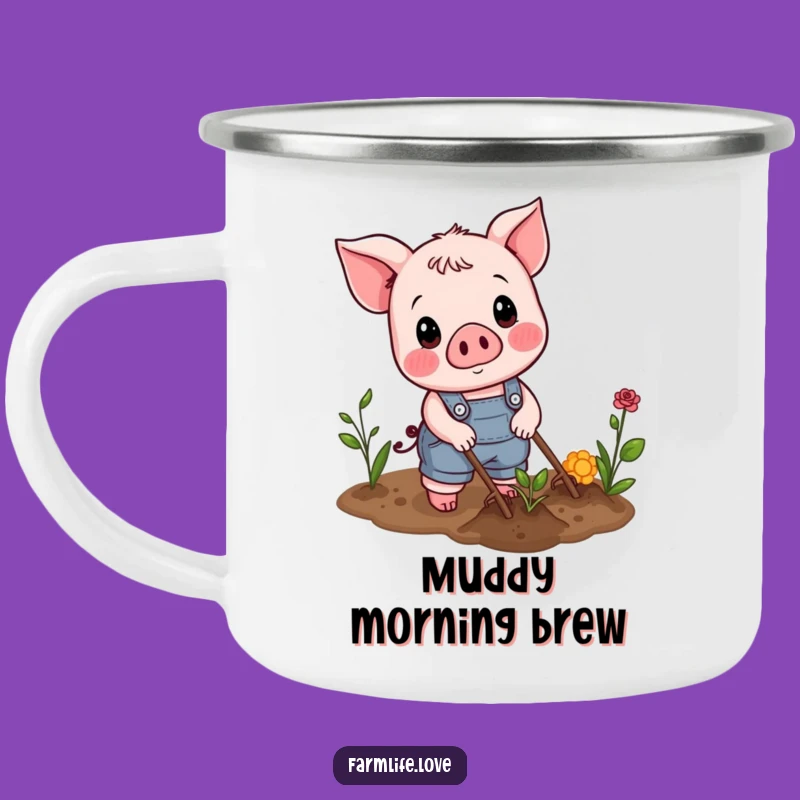 Funny Piglet Gardener Camping Mug: Outdoor Fun, A Whimsical Funny Gift