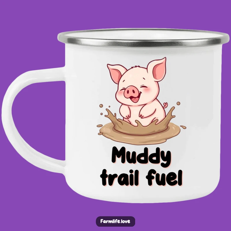 Funny Piglet Mud Splash Camping Mug: Outdoor Barnyard Animal Humor Gift
