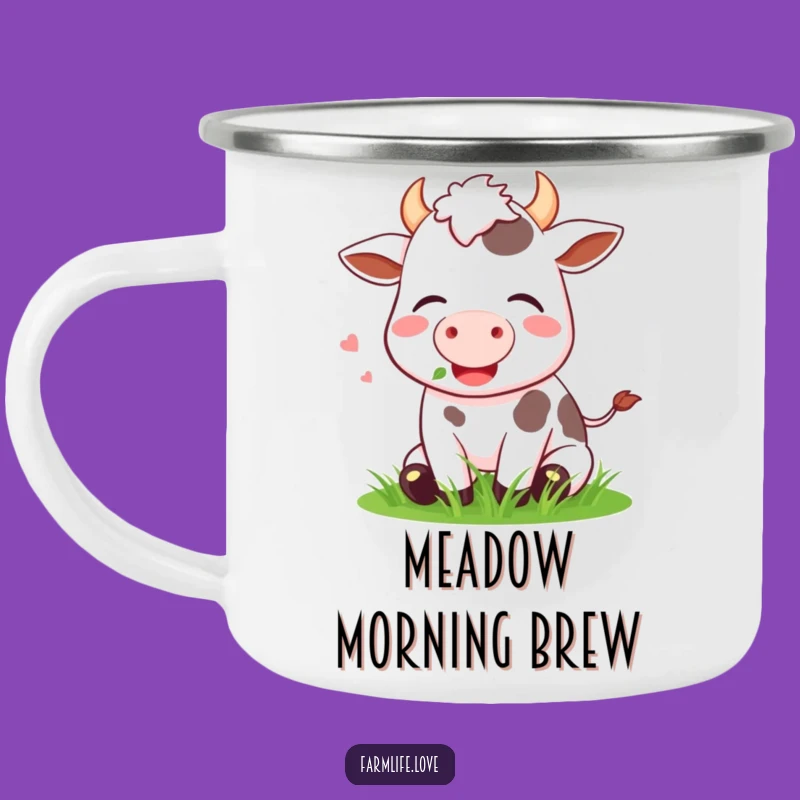 Funny Cow Grass Camping Mug: Pasture Views, Relaxing Funny Gift for Hikers