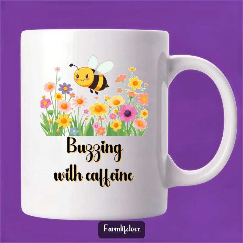 Funny Bee Flower Buzz Mug: Joyful Insect Humor Gift