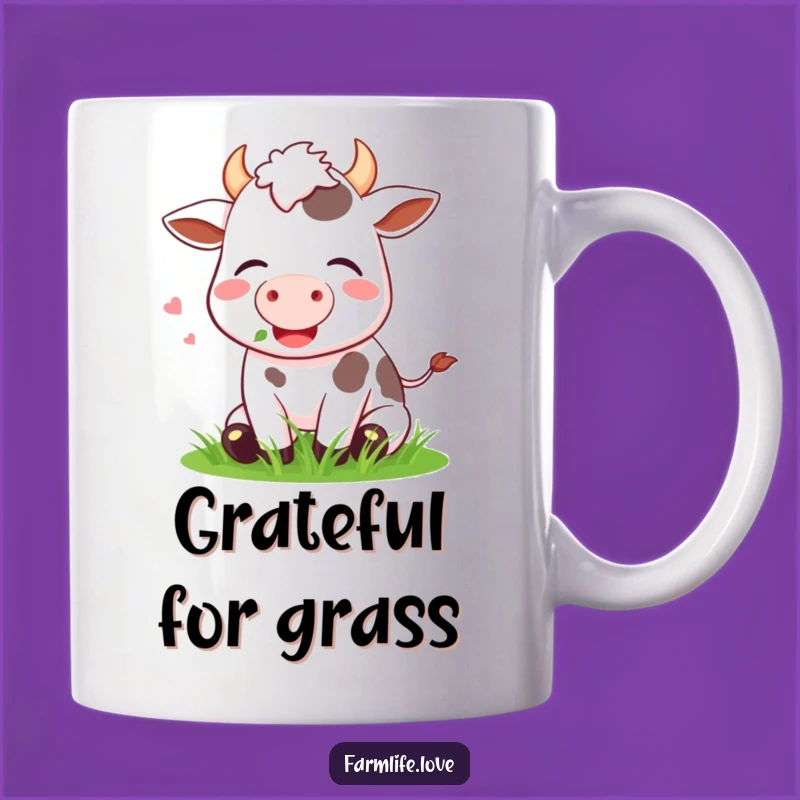 Funny Cow Grass Mug: Happy Herd Humor, Relaxing Funny Gift for Dairy Lovers