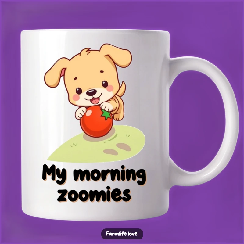 Funny Puppy Tomato Chase Mug: Playful Pet Gift Idea