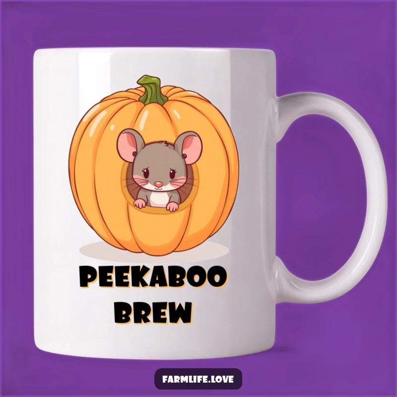 Funny Mouse Pumpkin Peek Mug: Curious Critter Gift Idea