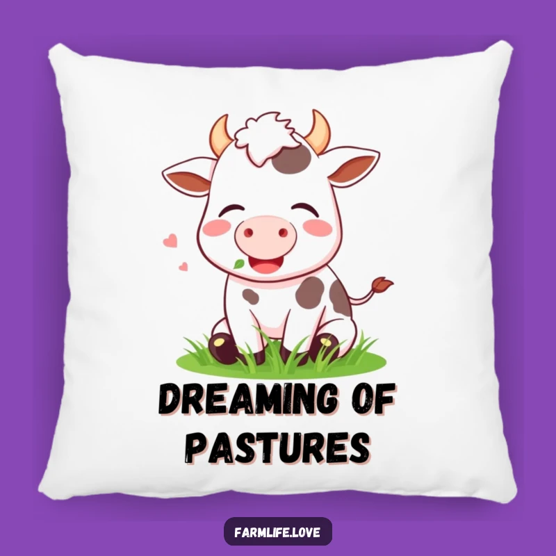 Funny Cow Grass Pillow: Cozy Farm Accent, Relaxing Funny Gift for Comfort