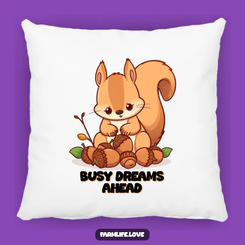 Funny Squirrel Storage Pillow: Cozy & Determined Acorn Holder