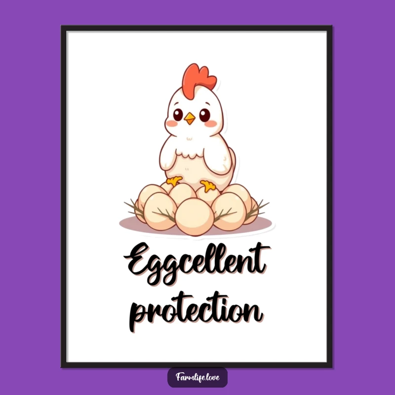 Funny Hen Mothering Digital Print: Instant Protective Art