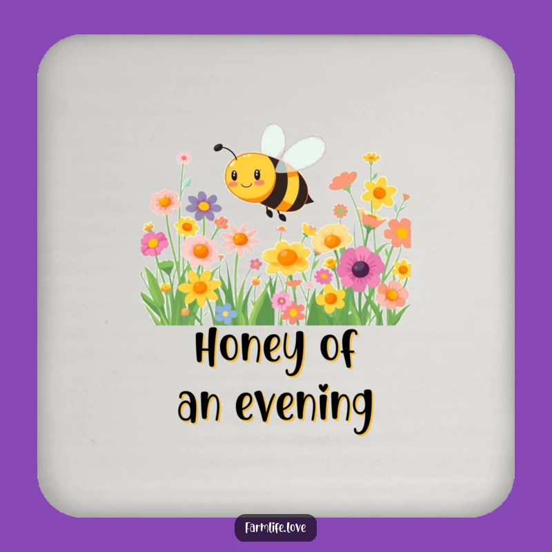 Funny Bee Flower Buzz Coaster: Tabletop Insect Humor Gift