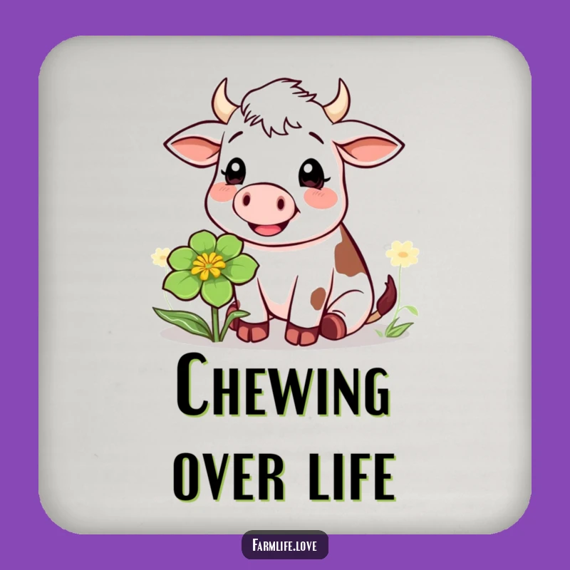 Funny Cow Clover Protector Coaster: Humorous Farm Gift Set