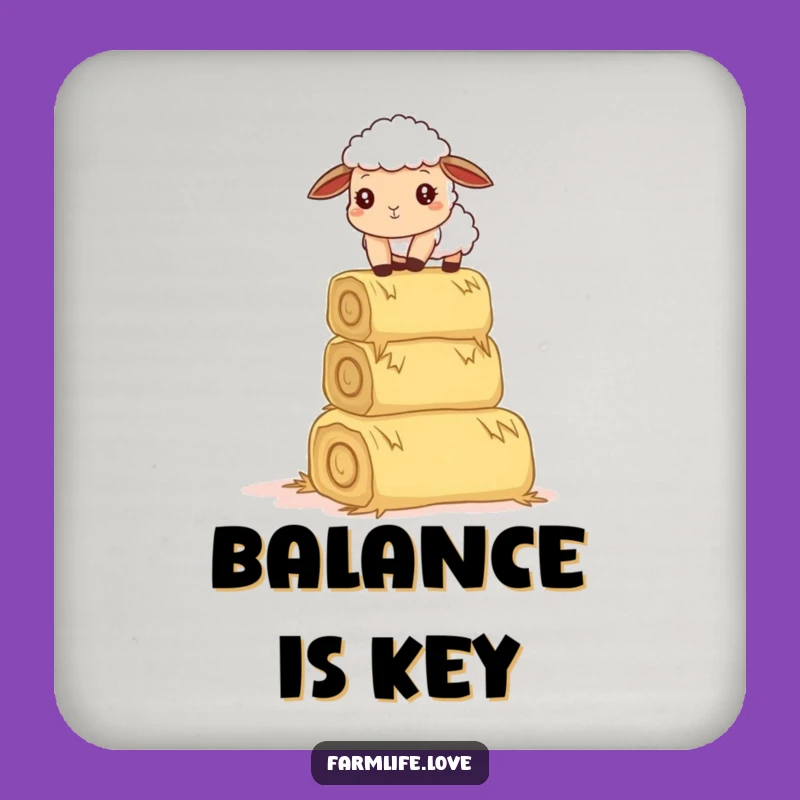 Funny Sheep Hay Balance Coaster: Tabletop Farm Animal Humor Gift