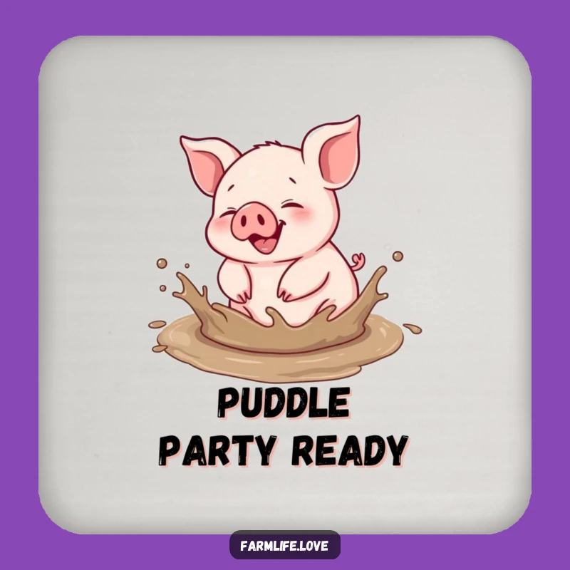 Funny Piglet Mud Splash Coaster: Tabletop Barnyard Animal Humor Gift