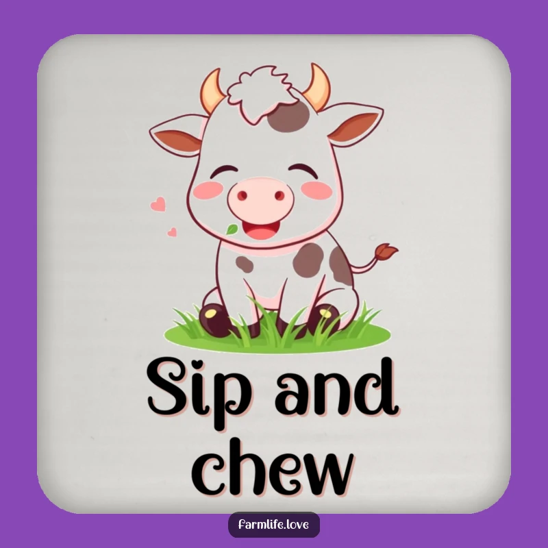 Funny Cow Grass Coaster: Protect Surfaces, Pastoral Humor, Charming Funny Gift