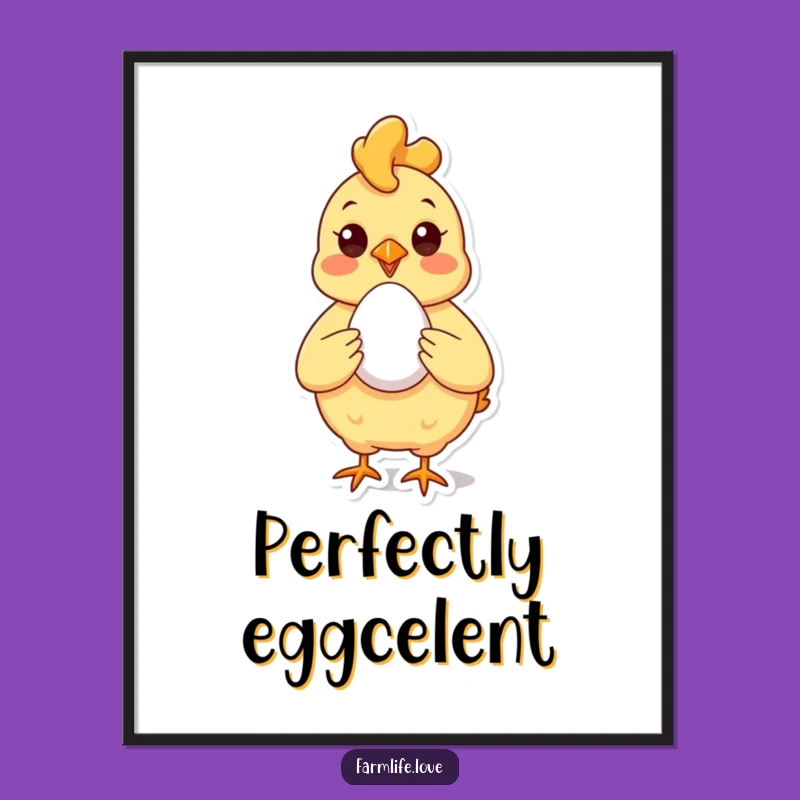 Funny Chicken Egg Poster: Farmhouse Art, Hilarious Funny Gift for Kitchen Decor
