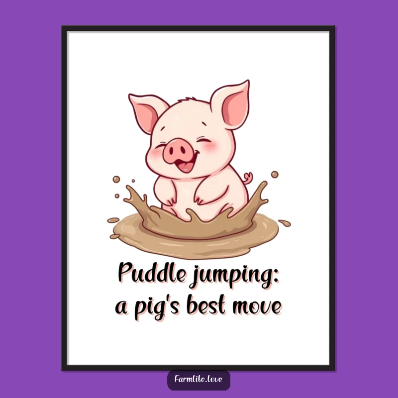 Free Printable Piglet Wall Art: Joyful Mud Splash Humorous Downloadable Decor