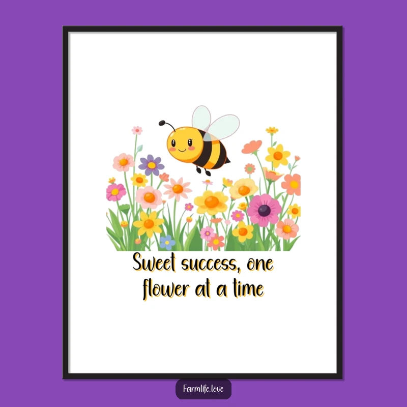 Free Printable Bee Wall Art: Joyful Flower Buzz Humorous Downloadable Decor