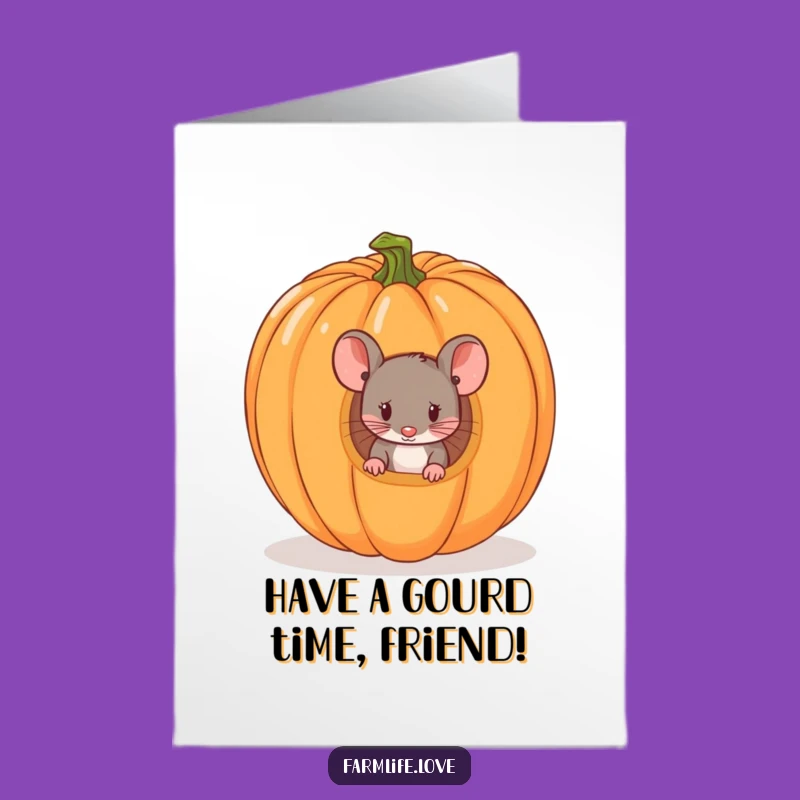 Free Printable Birthday Card: Tiny Mouse, Pumpkin Peek, Funny Downloadable Gift