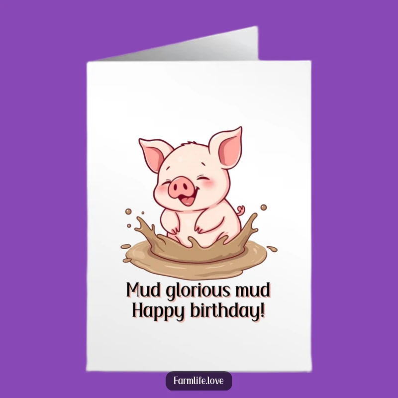 Free Printable Piglet Birthday Card: Funny Muddy Splash Downloadable Gift