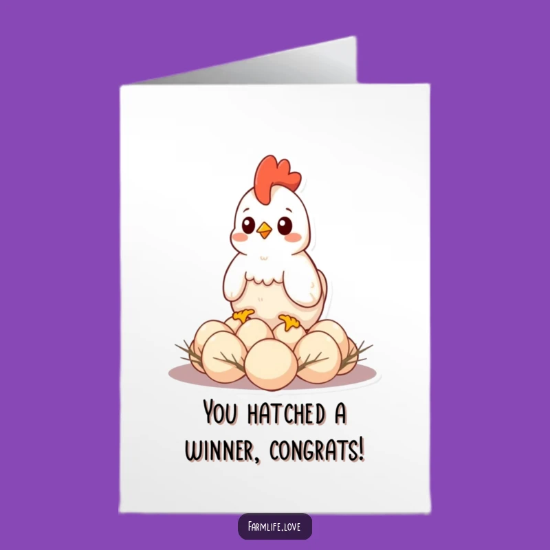 Free Printable Congrats Card: Hen & Eggs, Protective Love, Downloadable Gift