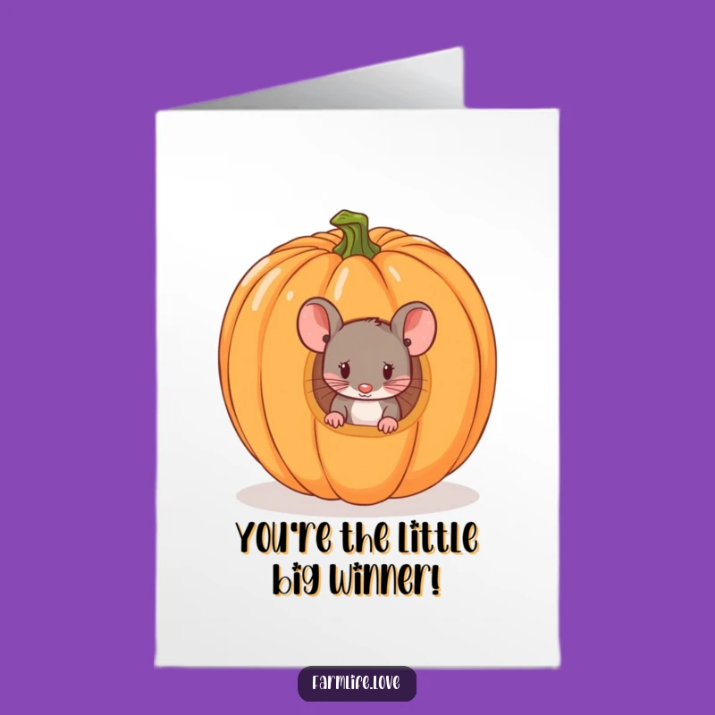 Free Printable Congrats Card: Mouse in Pumpkin, Curious Surprise, Downloadable Gift