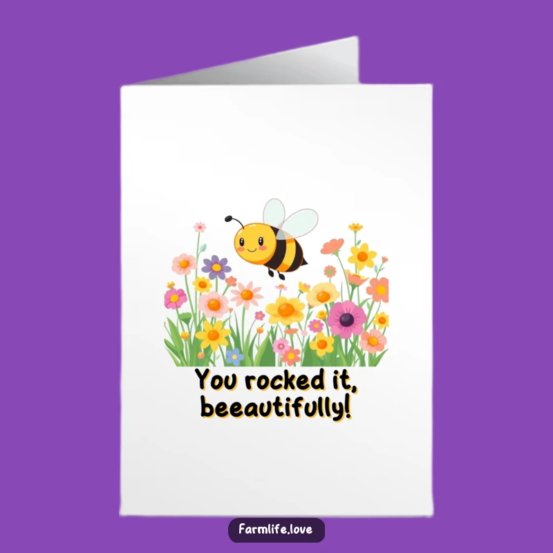 Free Printable Bee Congratulations Card: Flower Buzz Success Downloadable