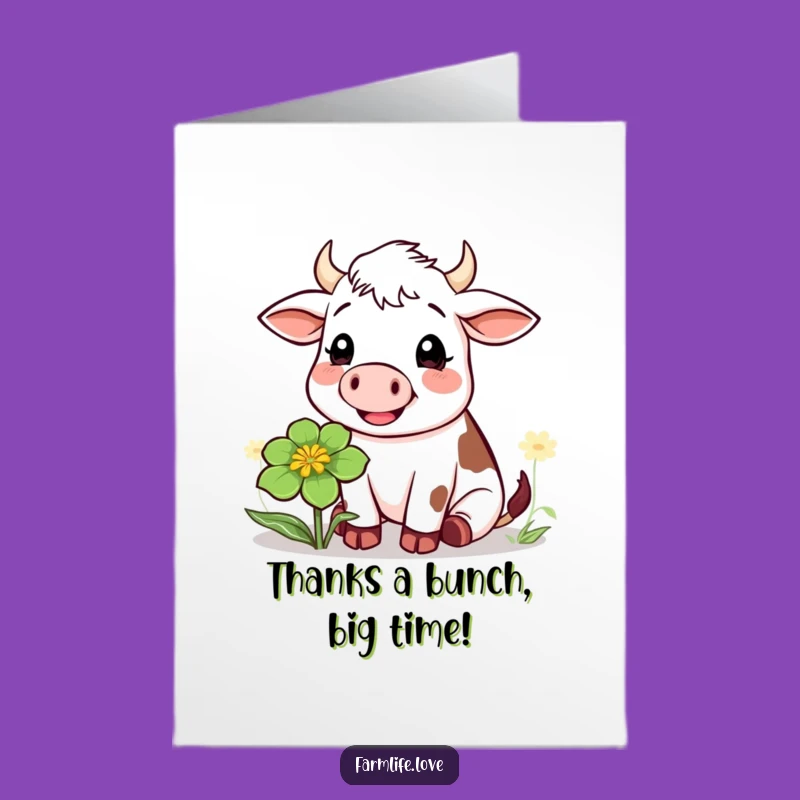 Free Printable Thank You Card: Funny Cow Chewing Clover, Thoughtful Downloadable Gift