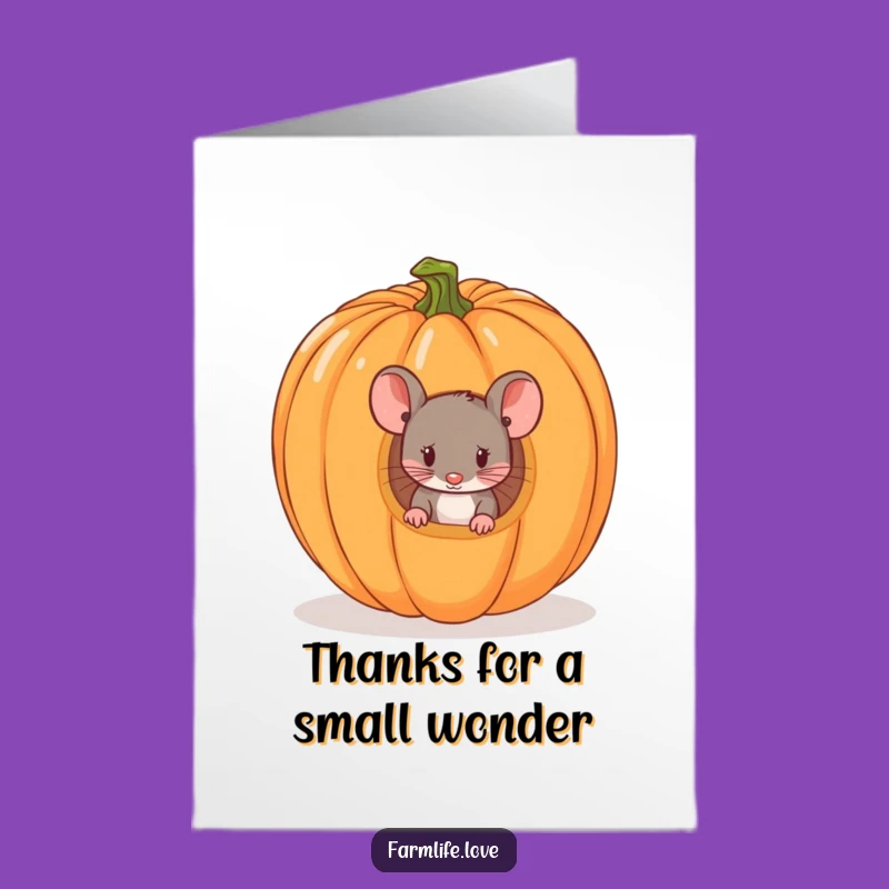 Free Printable Thank You Card: Mouse Pumpkin Hideout, Cheerful Downloadable Gift
