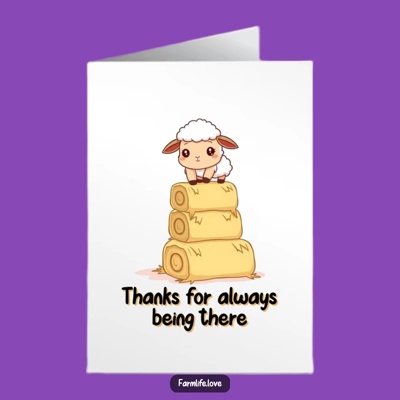 Free Printable Sheep Thank You Card: Hay Bale Balance Gratitude Downloadable