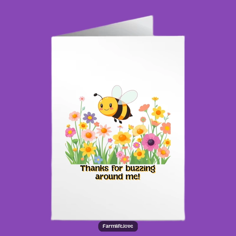 Free Printable Bee Thank You Card: Flower Buzz Gratitude Downloadable