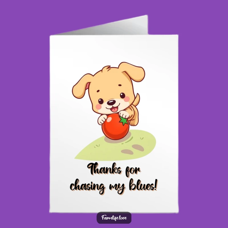 Free Printable Thank You Card: Puppy Tomato Fun, Cheerful Downloadable Gift