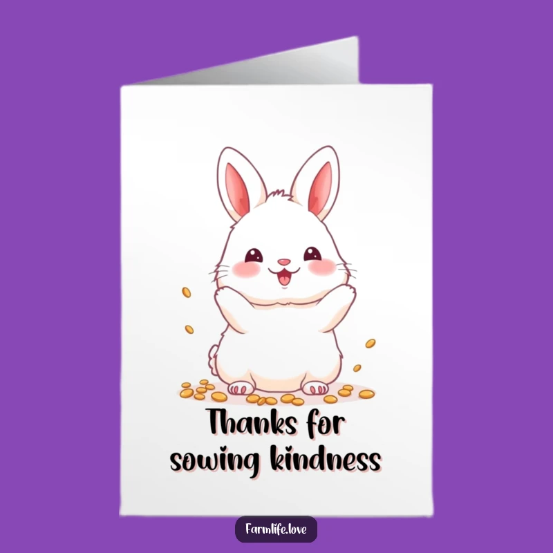 Free Printable Thank You Card: Bunny Scattering Seeds for Grateful Appreciation Downloadable