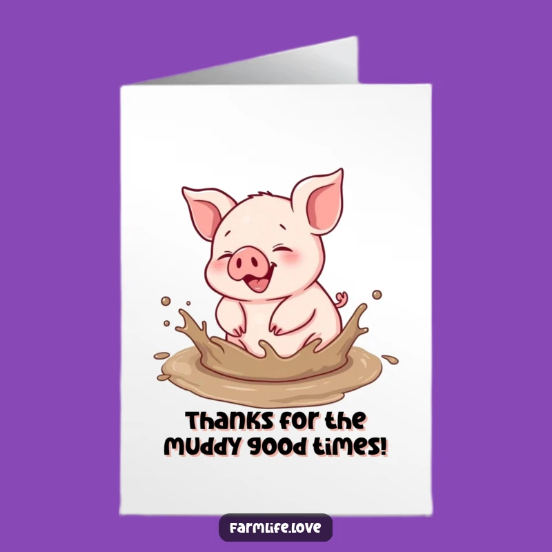 Free Printable Piglet Thank You Card: Muddy Gratitude Downloadable