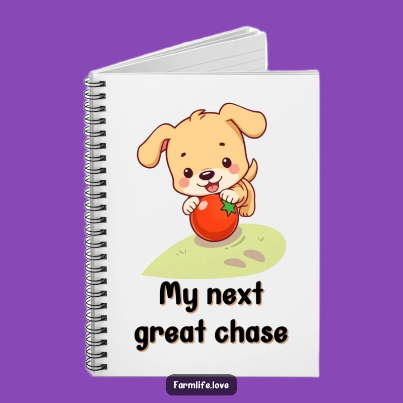 Funny Puppy Chase Notebook: Playful Dog's Tomato Journal