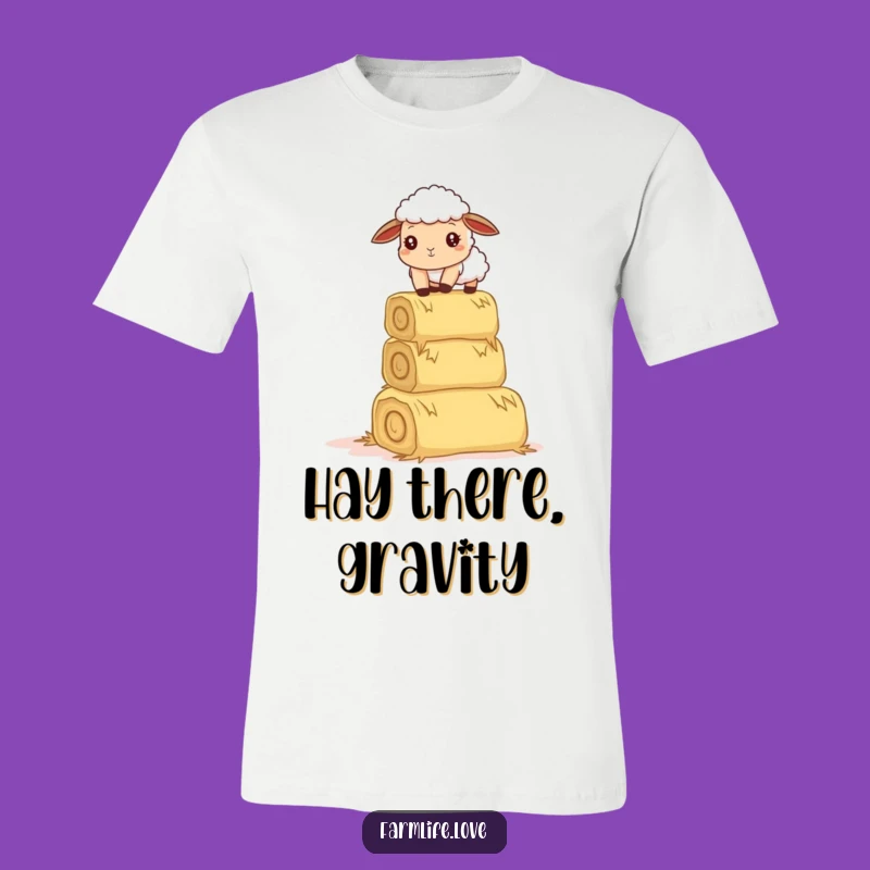 Funny Sheep Hay Balance T-Shirt: Quirky Farm Animal Tee Gift