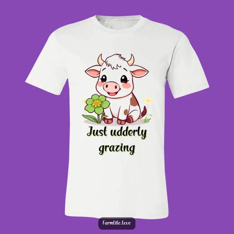 Funny Cow Chewing Clover T-Shirt: Hilarious Farm Animal Tee Gift
