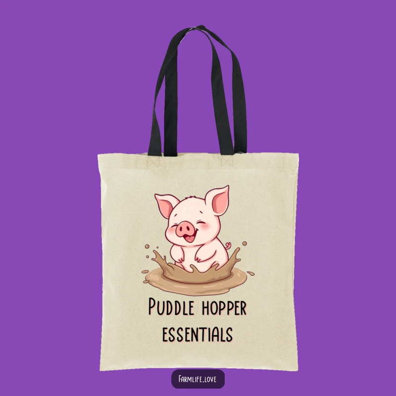 Funny Piglet Mud Splash Tote Bag: Chic Barnyard Animal Humor Carryall